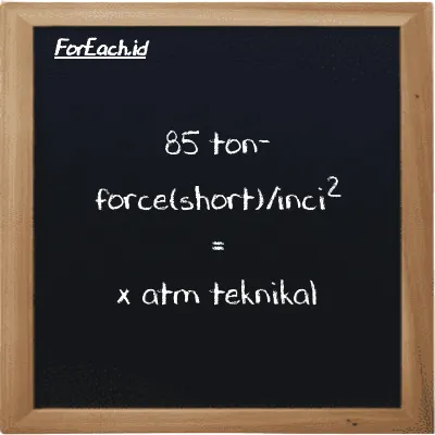 Contoh konversi ton-force(short)/inci<sup>2</sup> ke atm teknikal (tf/in<sup>2</sup> ke at)